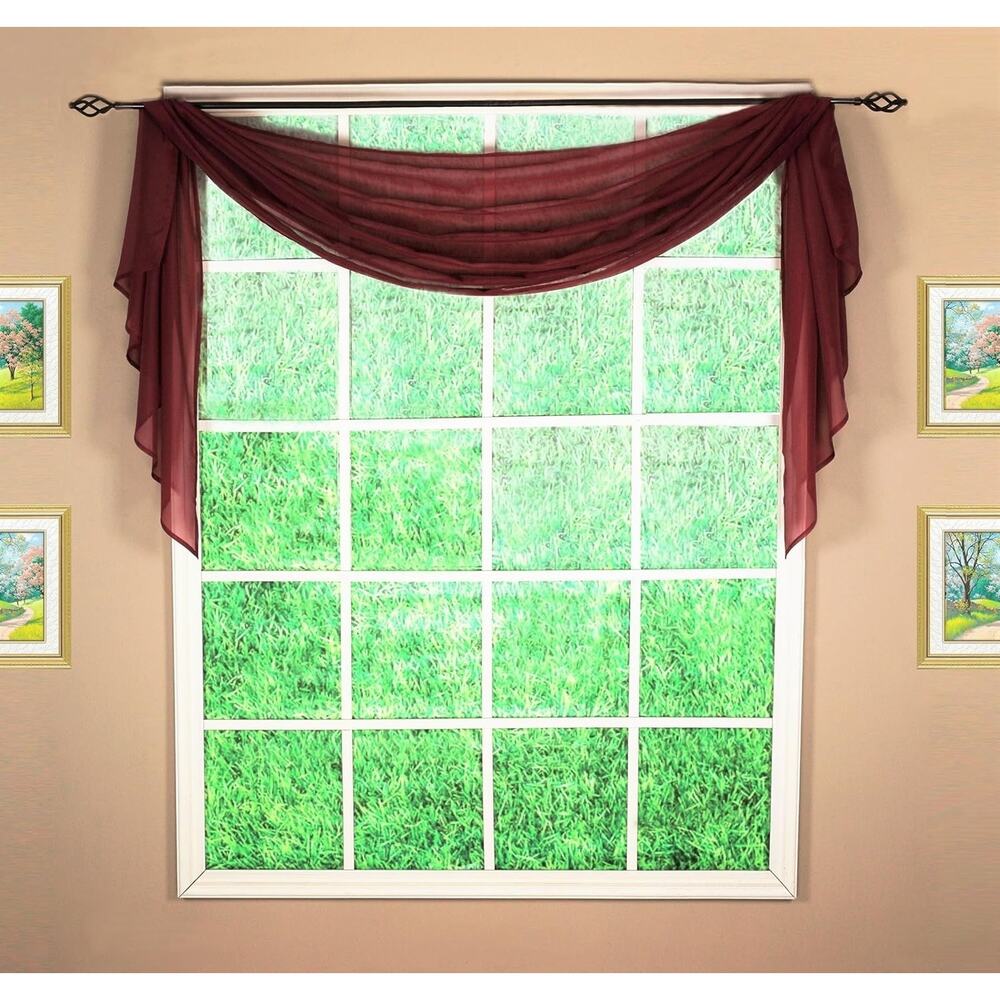 Today's Curtain Emelia Original Voile Scarf 144", Burgundy, 45" W x 144" L